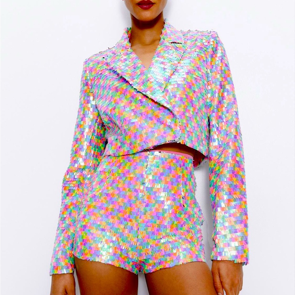 Nasty Gal Multi Color Sequin Blazer - image 1